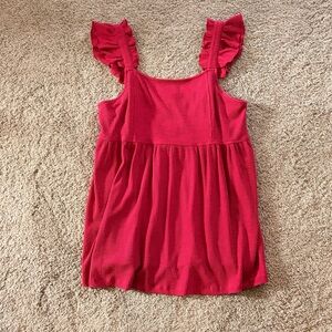 Red Ruffle Sleeve Top
